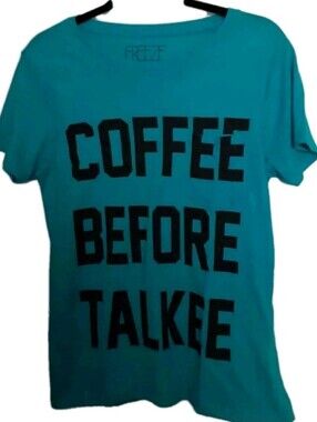 Freeze Graphic Coffee Tshirt Womans Size S Teal Blue NWT